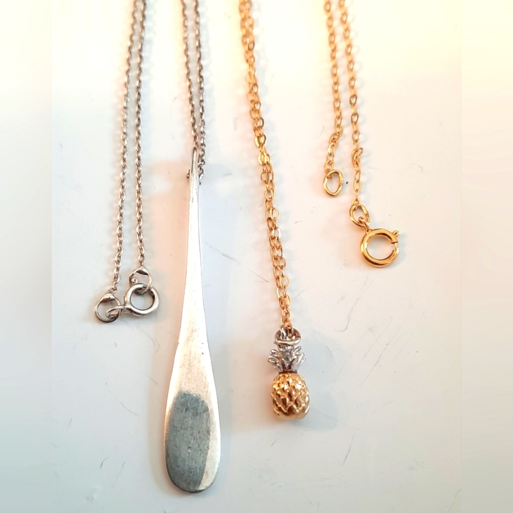 Gold Filled and Silver 925 Pineapple Pendant Necklace